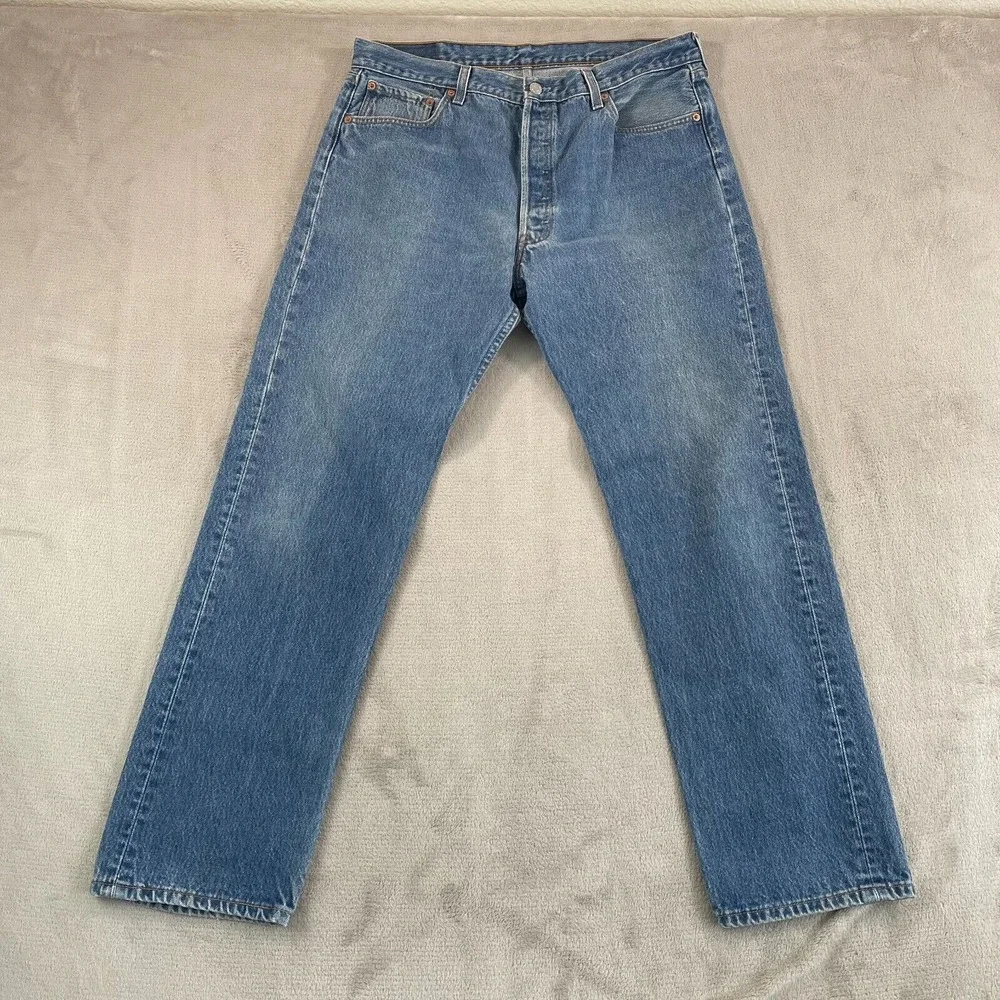 Vintage 90s Levis 501 XX Jeans Men 38x34 (34x31) Blue Light‎ Wash Denim Made USA